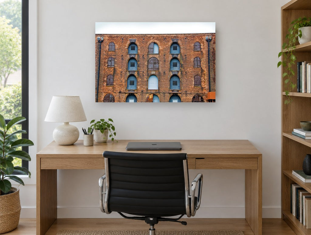 Brooklyn Brick Warehouse city canvas print on the wall of a study