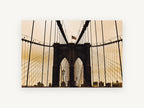 Brooklyn Bridge Sepia Towers, brooklyn bridge sepia photograph, city canvas wall art print, front view