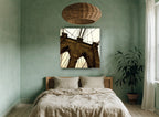 Brooklyn Bridge Sepia Tower city canvas print on the wall of a bedroom