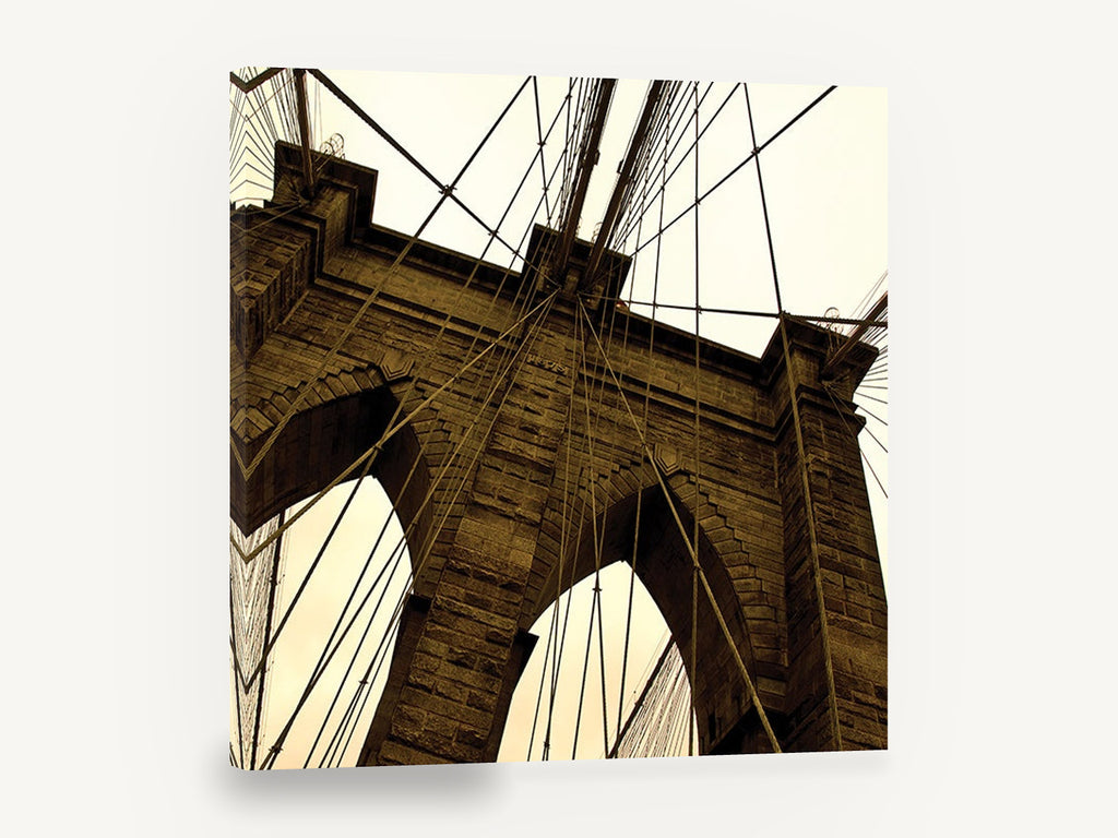 Brooklyn Bridge Sepia Tower, brooklyn bridge tower sepia photograph, city canvas wall art print ready to hang