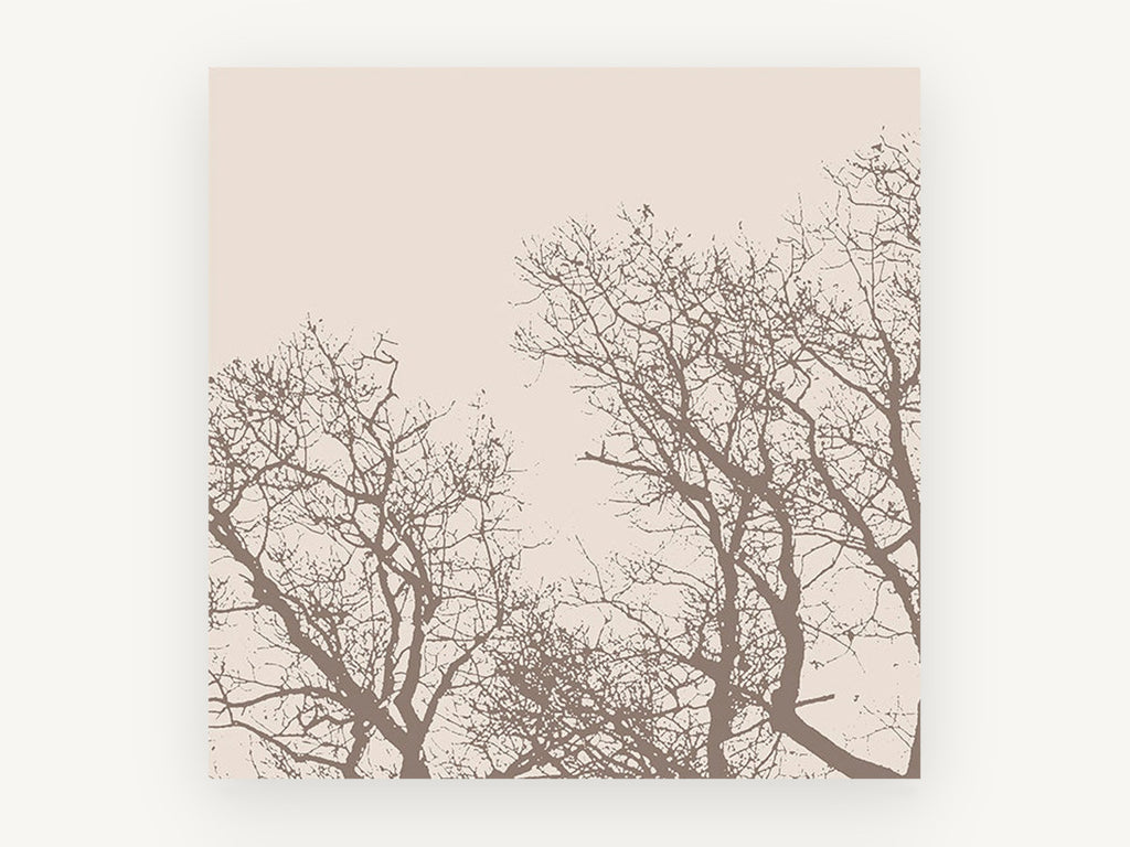 Bare Branch Canopy, bare tree silhouette beige, landscape canvas wall art print, front view