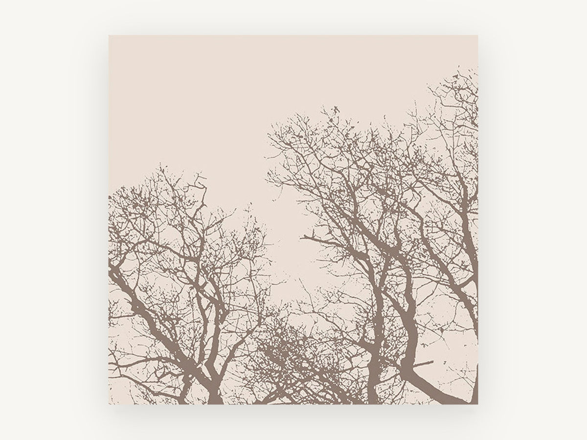Bare Branch Canopy, bare tree silhouette beige, landscape canvas wall art print, front view