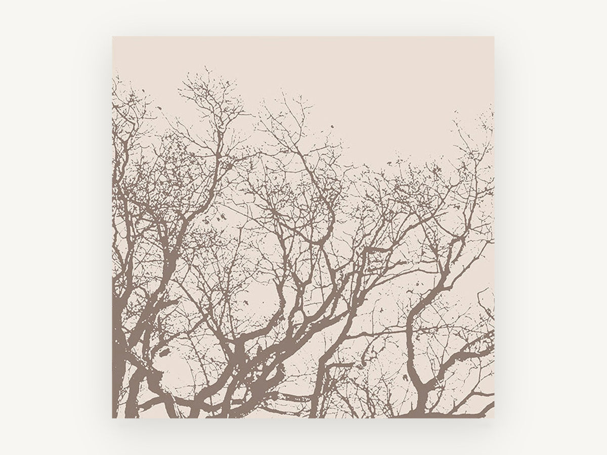 Bare Branch Canopy, bare tree branches silhouette, landscape canvas wall art print, front view