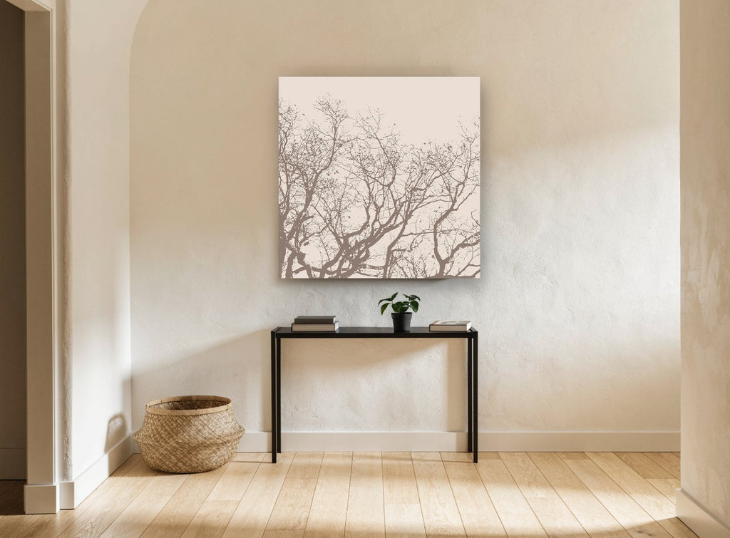 Bare Branch Canopy landscape canvas print on the wall of a hallway