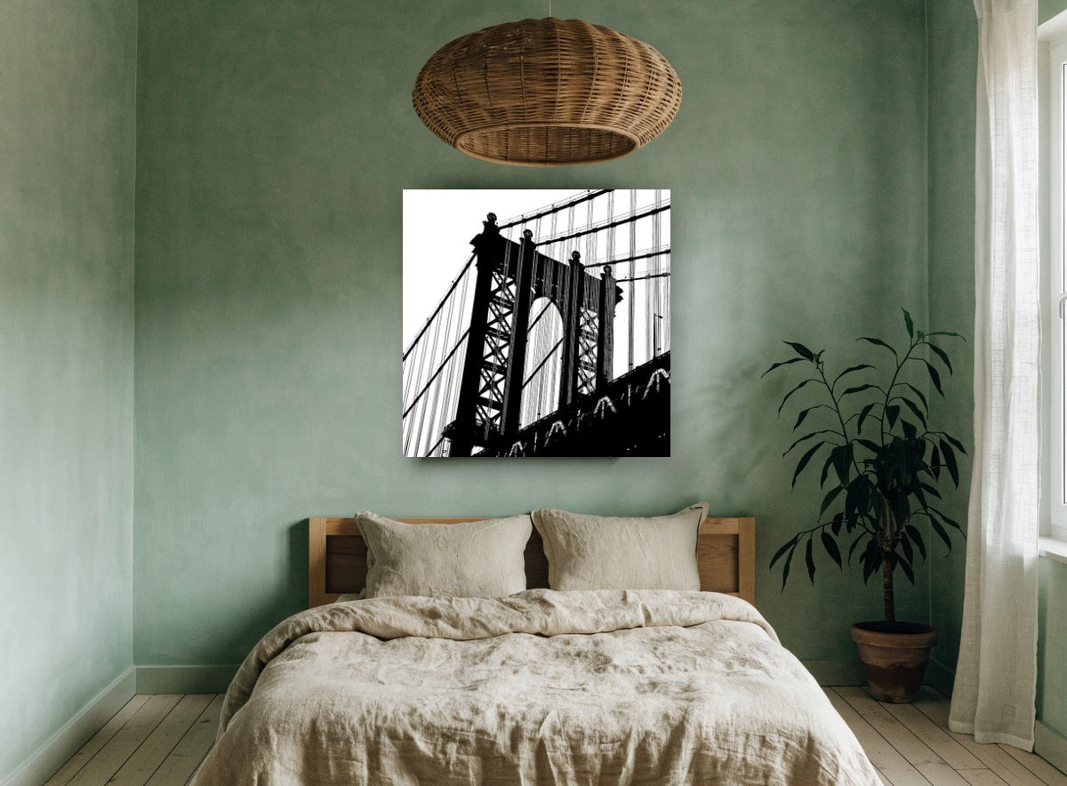 Manhattan Bridge Silhouette city canvas print on the wall of a bedroom
