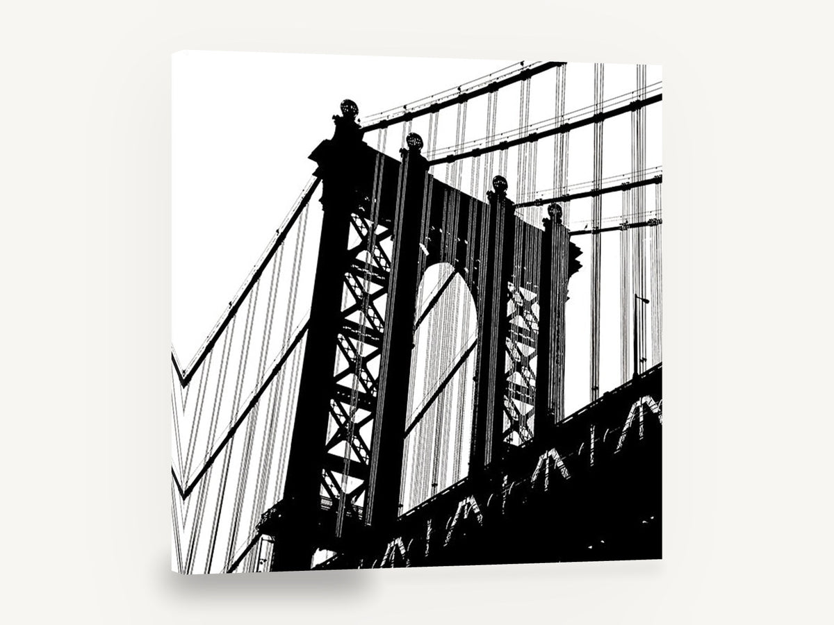 Manhattan Bridge Silhouette, manhattan bridge black and white photograph, city canvas wall art print ready to hang