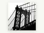 Manhattan Bridge Silhouette, manhattan bridge black and white photograph, city canvas wall art print, front view