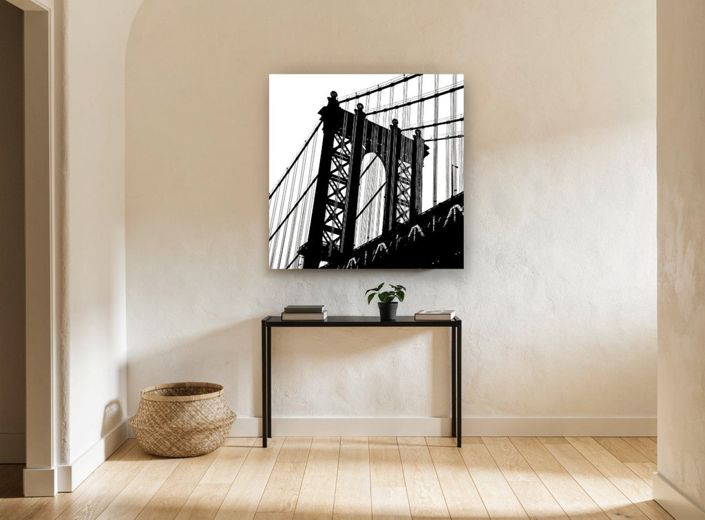 Manhattan Bridge Silhouette city canvas print on the wall of a hallway