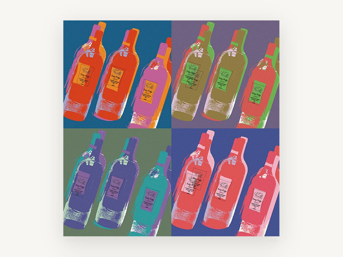 Pop Wine Quartet, kitchen canvas wall art print, front view