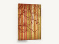 Rust Branches Over Stripes, red branch silhouette striped botanical, floral canvas wall art print ready to hang