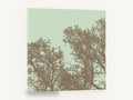 Mocha Twigs Mint Sky, bare tree branches silhouette illustration, landscape canvas wall art print ready to hang
