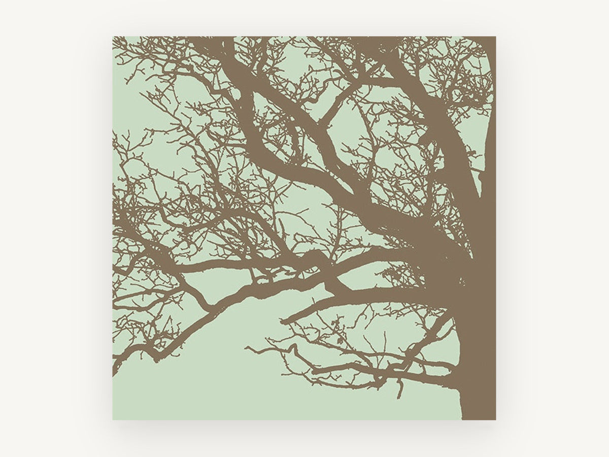 Bare Branch Silhouette, bare tree branches silhouette, landscape canvas wall art print, front view