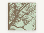 Bare Branches on Sage, bare tree branch silhouette, landscape canvas wall art print, front view