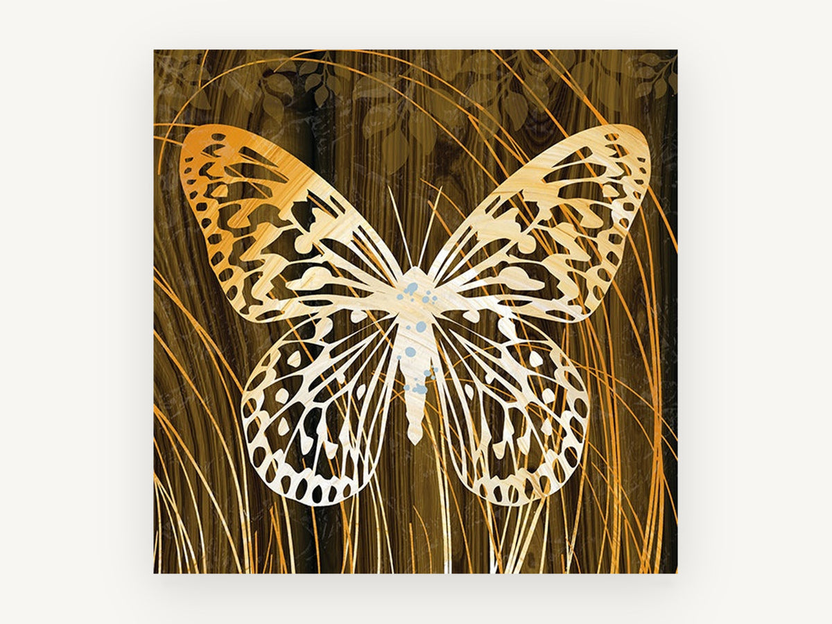 Amber Grain Butterfly, floral canvas wall art print, front view