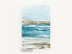 Gilded Shoreline Shallows, teal gold abstract seascape painting, coastal canvas wall art print ready to hang