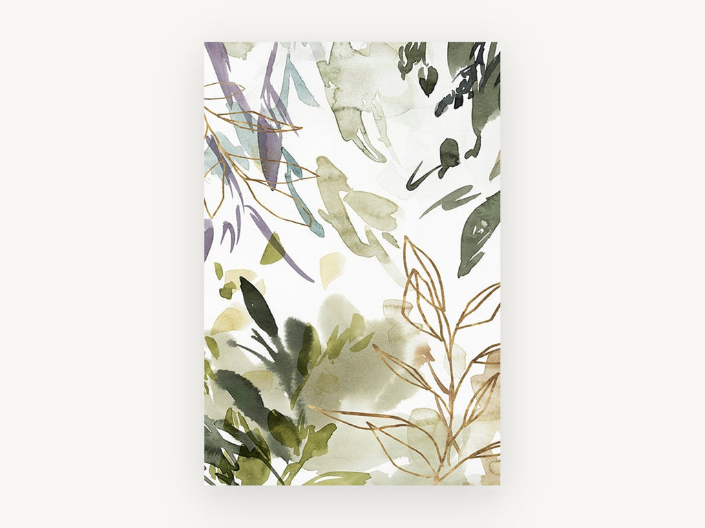 Gilded Leaf Washes, floral canvas wall art print, front view