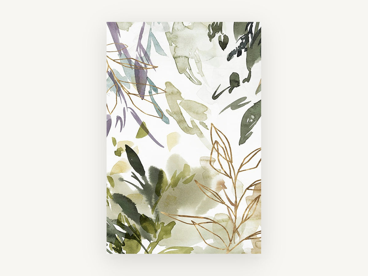 Gilded Leaf Washes, floral canvas wall art print, front view
