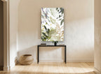 Gilded Leaf Washes floral canvas print on the wall of a hallway
