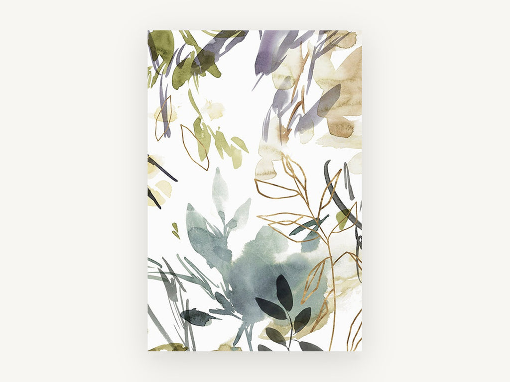 Gilded Leaf Wash, floral canvas wall art print, front view
