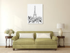 Eiffel Black and White Wall Art Print on the wall