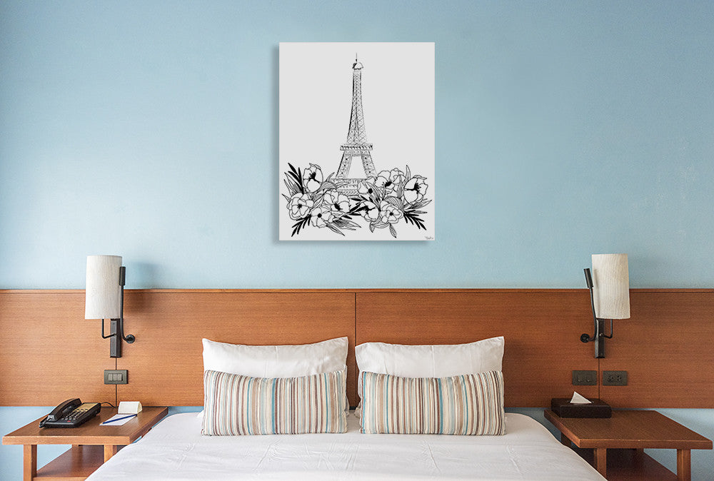 Eiffel Black and White Wall Art Print on the wall