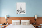 Eiffel Black and White Wall Art Print on the wall