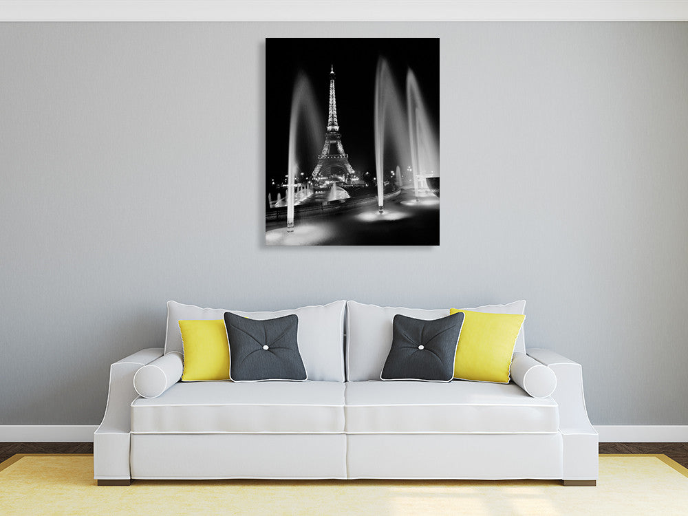 Eiffel Tower Fountains Wall Art Print on the wall