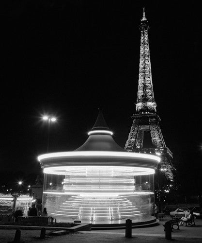 Eiffel Tower Merry Go Round Wall Art Print