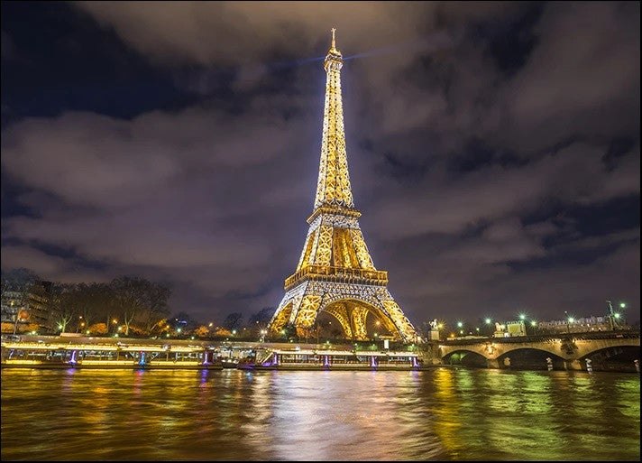 Eiffel Tower Night Lights Wall Print