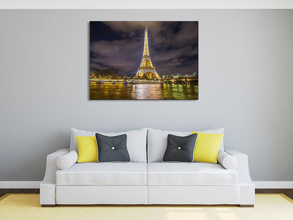 Eiffel Tower Night Lights Wall Print on the wall