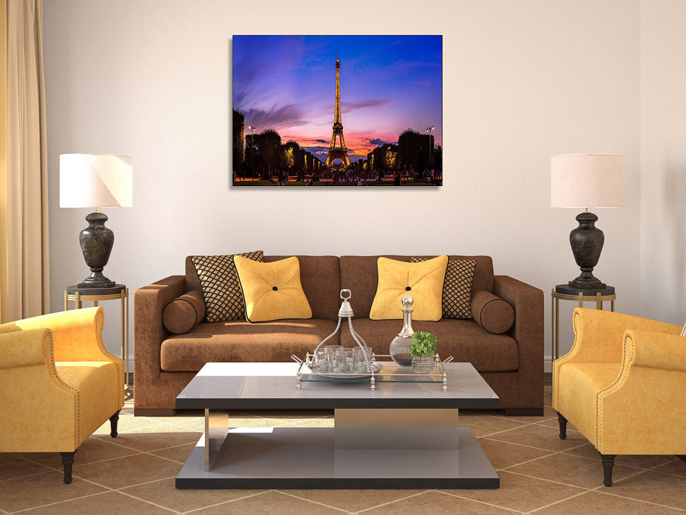 Eiffel Tower Sunset Wall Art Print on the wall