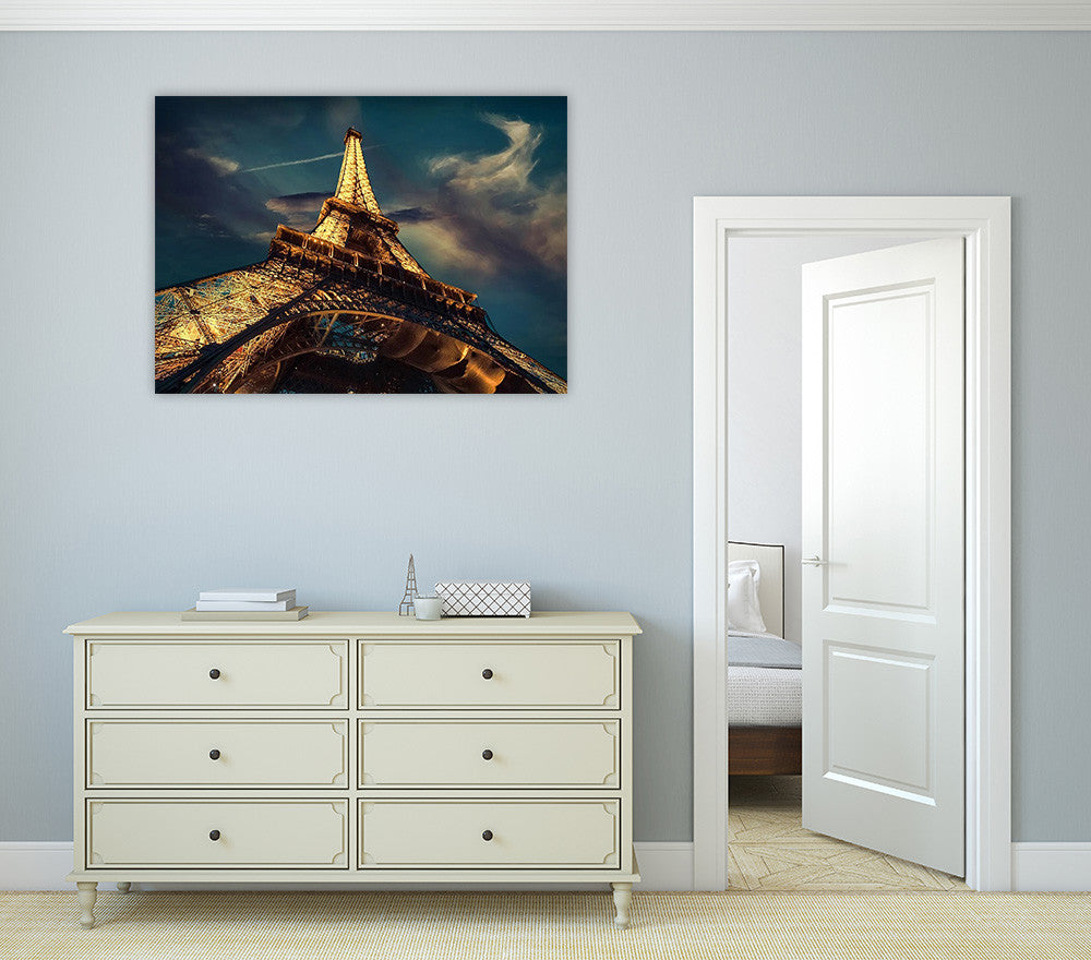 Eiffel Tower at Night Wall Art Print on the wall