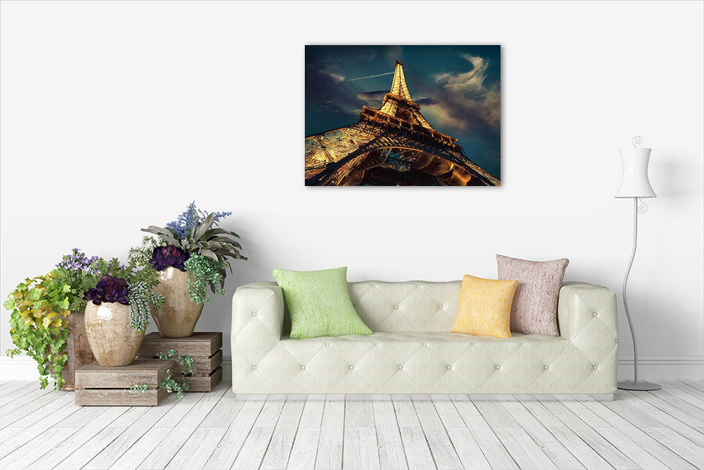 Eiffel Tower at Night Wall Art Print on the wall