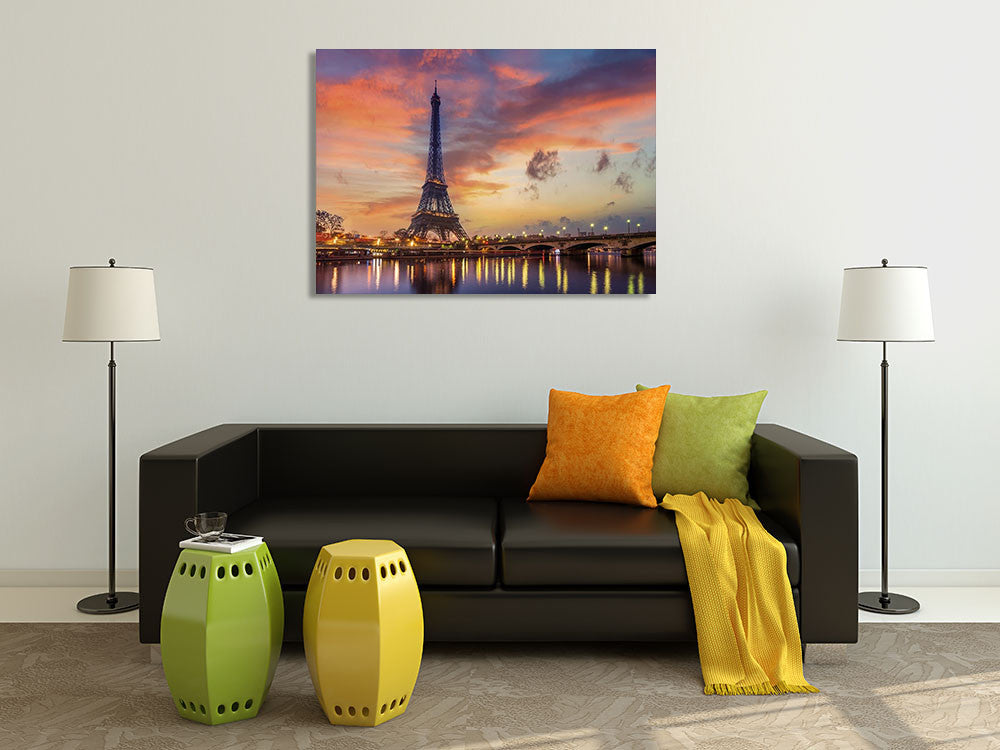 Eiffel Tower at Sunrise Wall Print on the wall