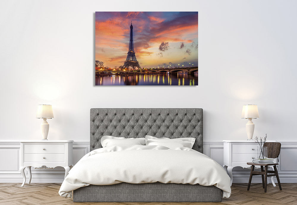 Eiffel Tower at Sunrise Wall Print on the wall