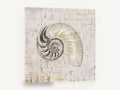 Gilded Nautilus Script, vintage nautilus shell french script, stretched canvas wall art print ready to hang