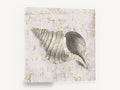 Gilded Whelk Shell, vintage gold seashell typography, stretched canvas wall art print ready to hang