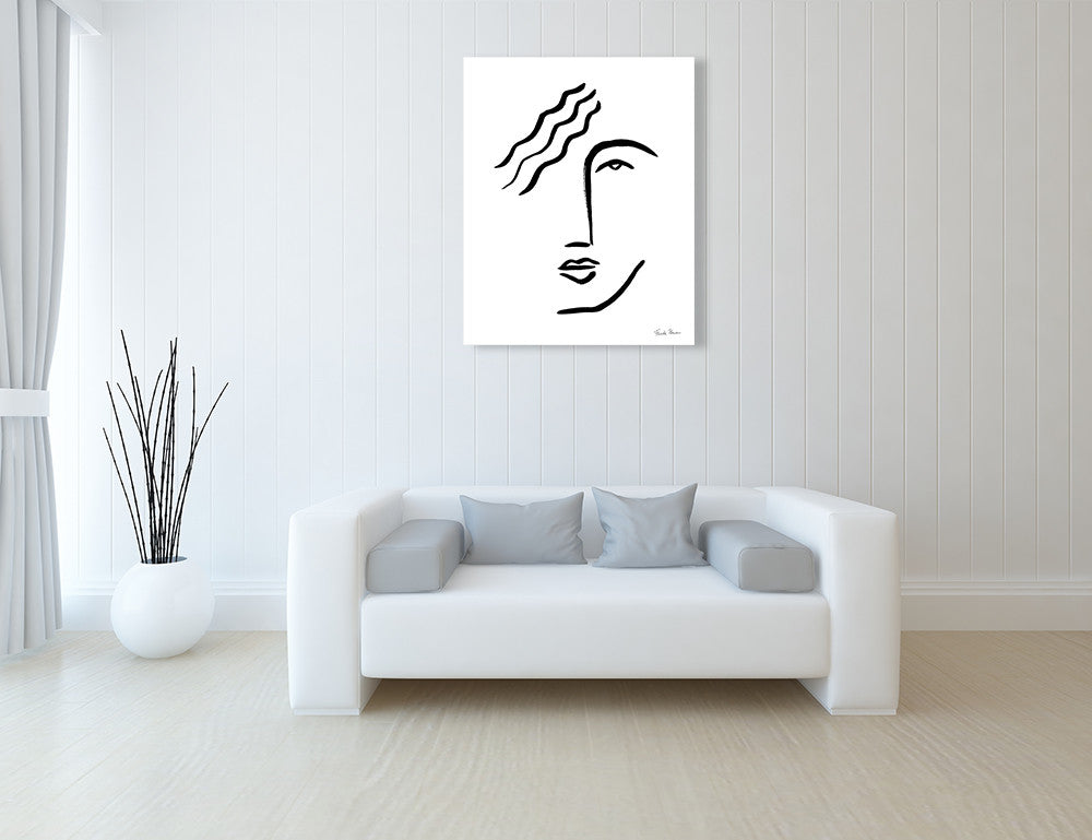 Faces I Line Wall Art Print on the wall