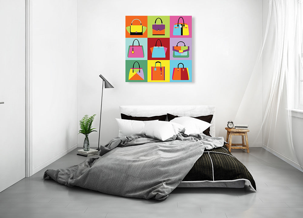 Fashion Handbag Wall Art Print on the wall