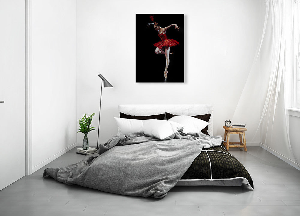 Flamingo Dancer Wall Art Print on the wall