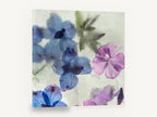Blue Blooms in Ice, blue and pink flowers frozen in ice, floral canvas wall art print ready to hang
