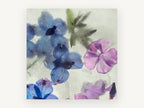 Blue Blooms in Ice, floral canvas wall art print, front view