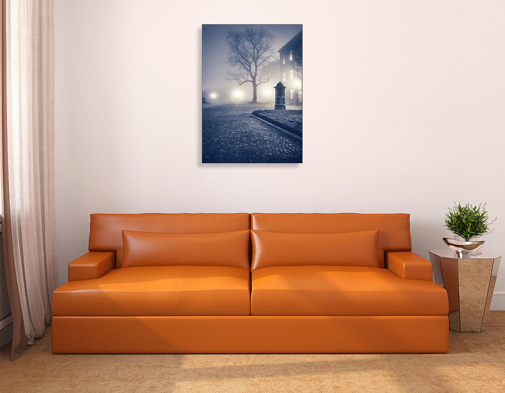 Foggy Old Town Wall Art Print on the wall