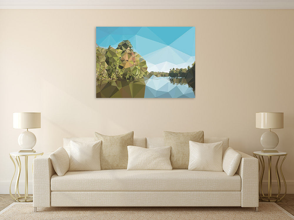 Fractal Lakeside Wall Art Print on the wall
