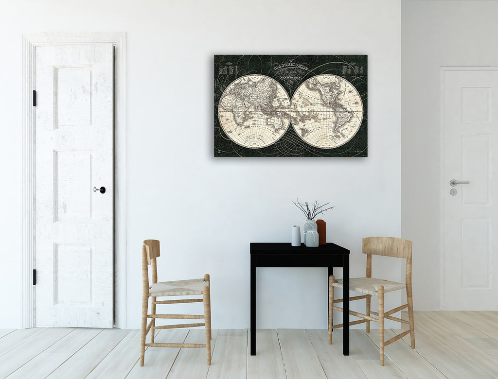 French World Map Wall Art Print on the wall