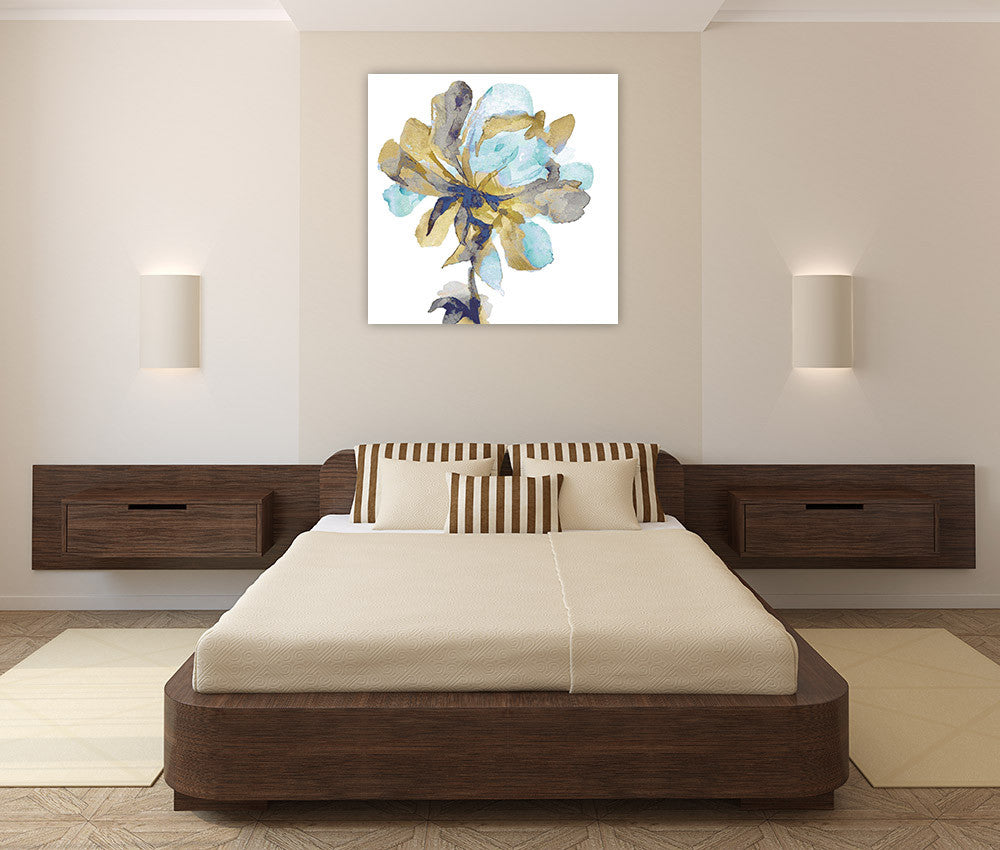 Fresh Bloom Aqua I Wall Art Print on the wall