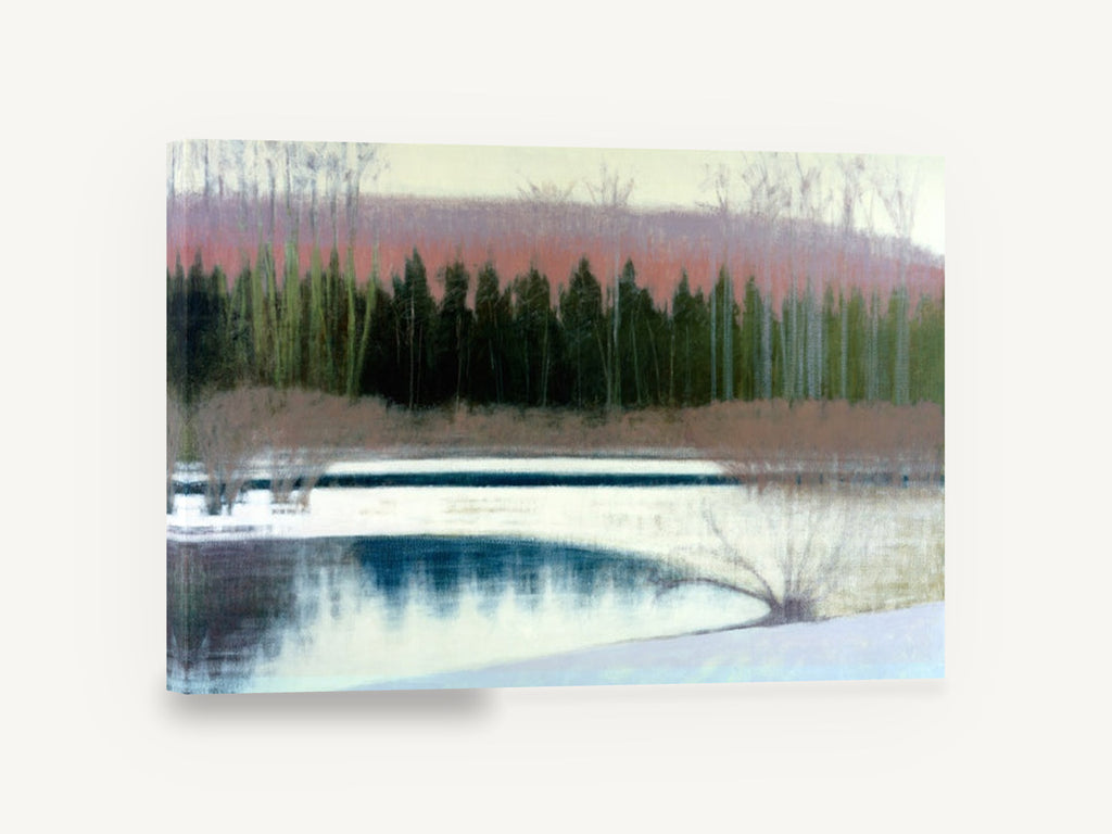 Winter Cedars Thaw, winter cedars pond landscape painting, landscape canvas wall art print ready to hang