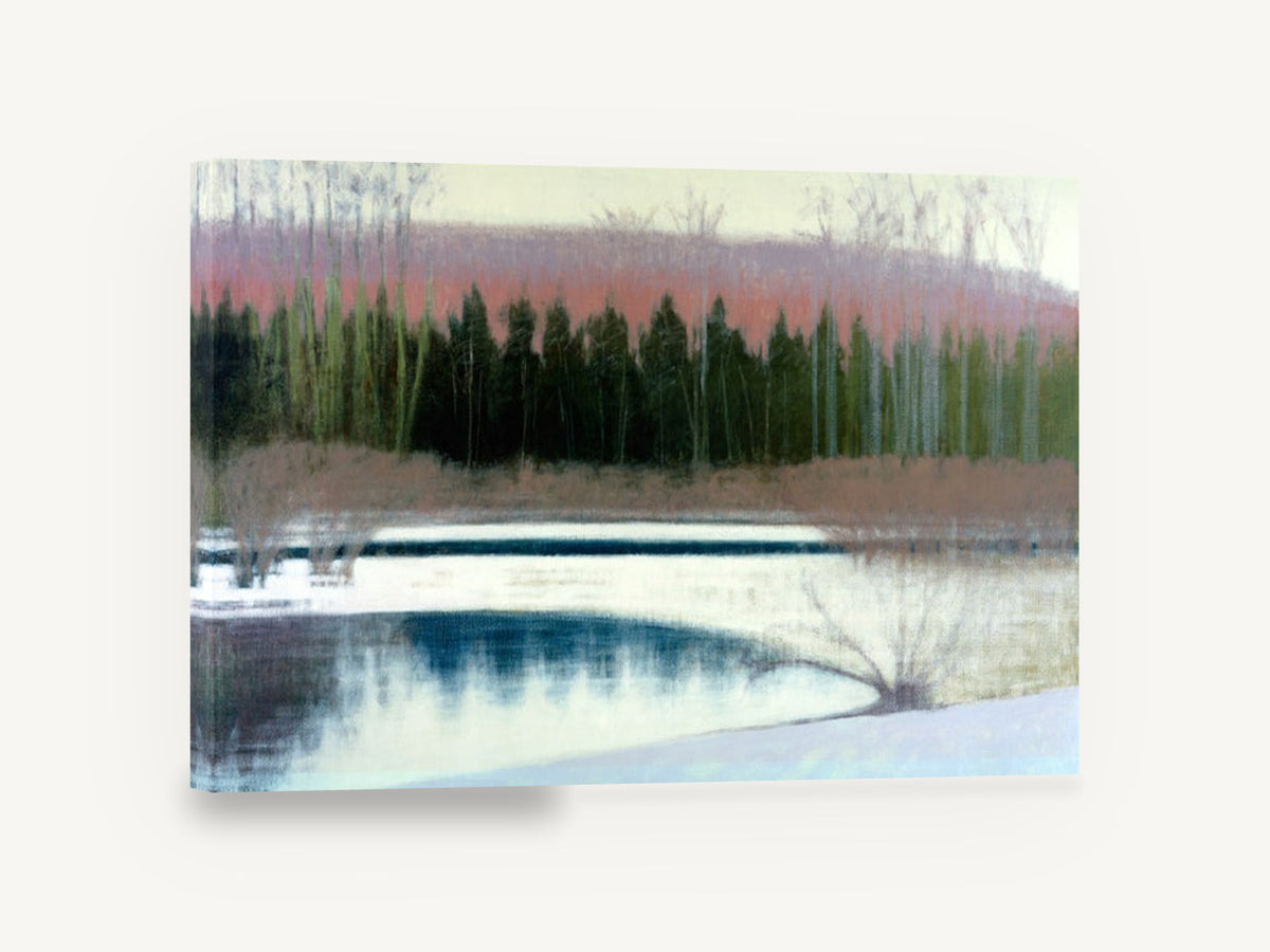 Winter Cedars Thaw, winter cedars pond landscape painting, landscape canvas wall art print ready to hang