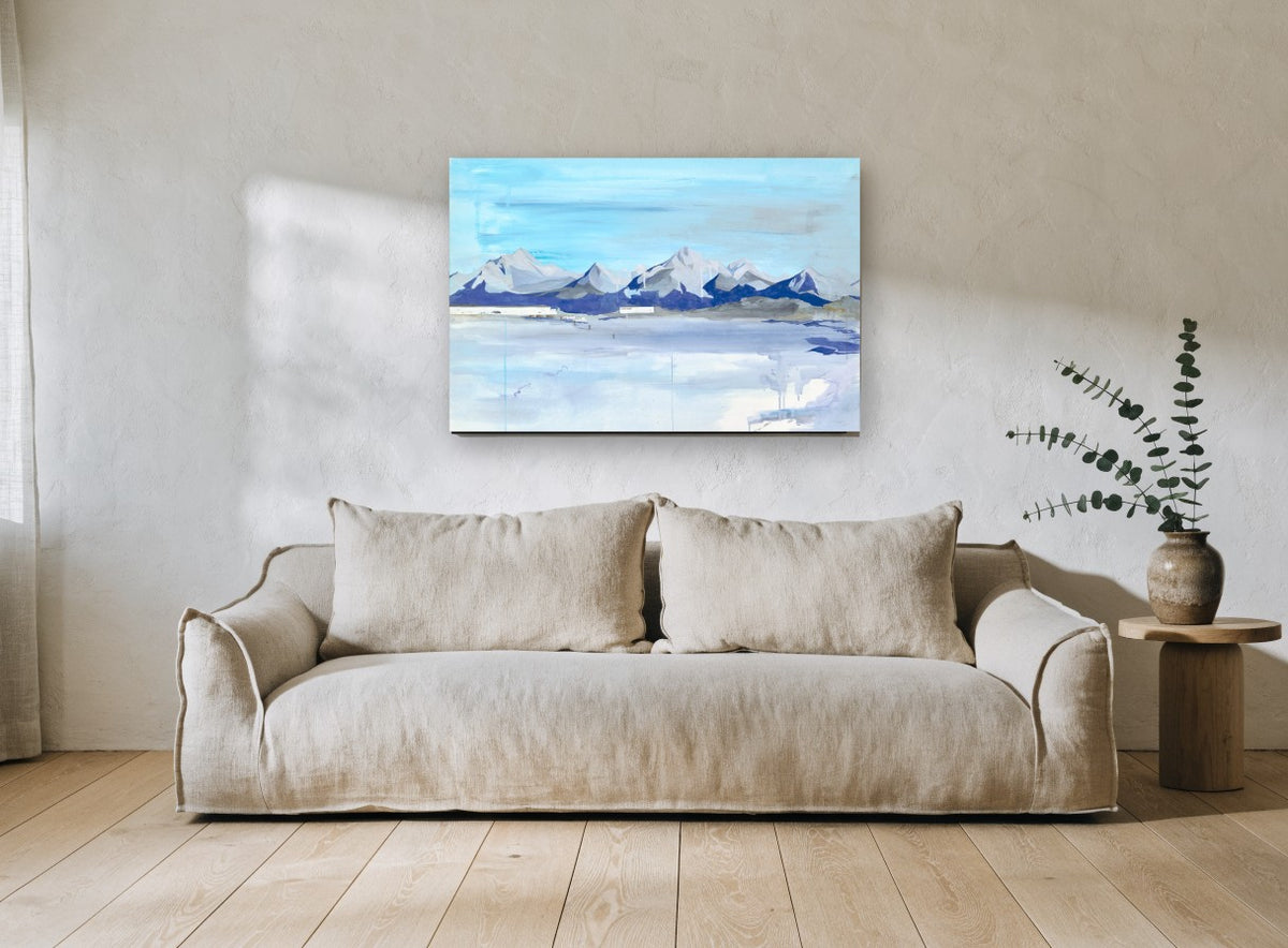 Blue Ridge Salt Flat landscape canvas print on the wall of a living room