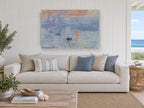 Harbour Sunrise Haze coastal canvas print on the wall of a beach house living room